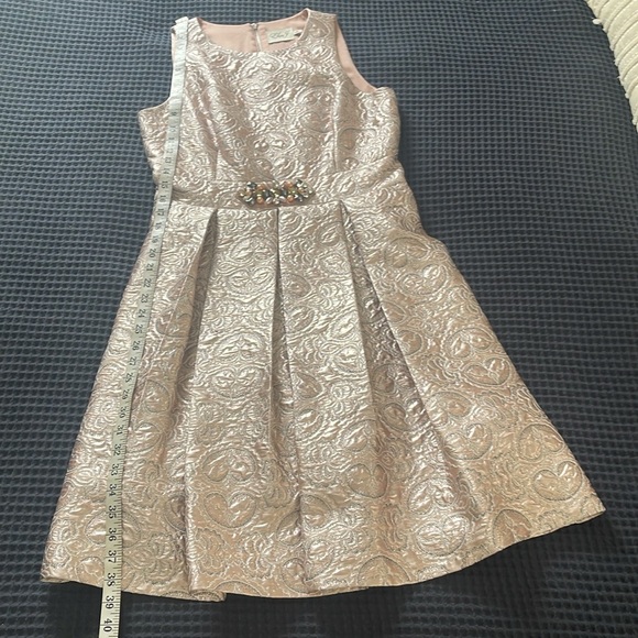 Eliza J Metallic Embellished Jacquard Occasion Event Blush Pink Dress Size8 - Picture 15 of 15